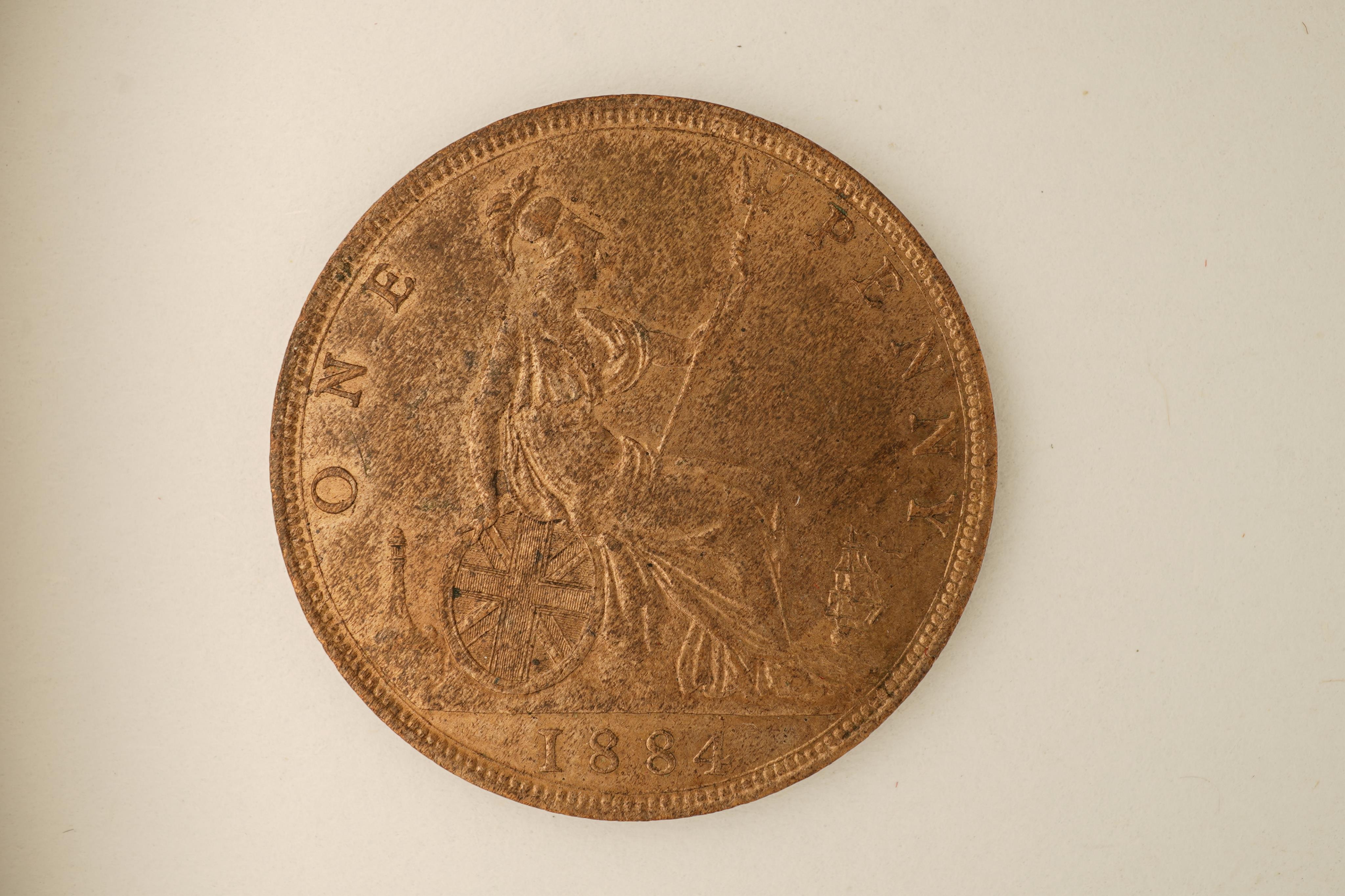 British coins, Victoria, four bronze pennies;, 1881, Fr. 102, Gouby dies M/k, light surface pitting to obv. otherwise near EF, dark toned, patches of lustre, 1882, H below date, Heaton mint, Fr. 115, Gouby dies R/r, cris